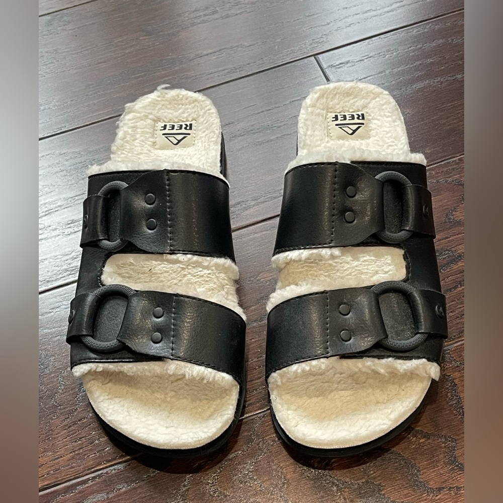 Reef Beach Bum Vista Slide Furry Sandel Women Size 8 - Picture 2 of 5